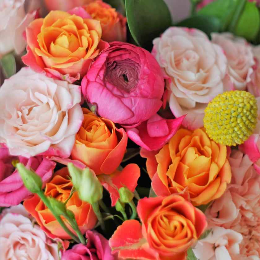 Bright colourful pink orange thank you flowers