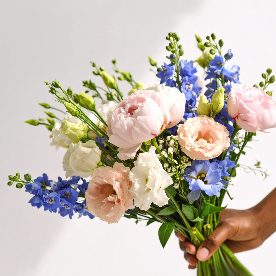 Seasonal pastel flower arrangement with British stems – florists' daily selection