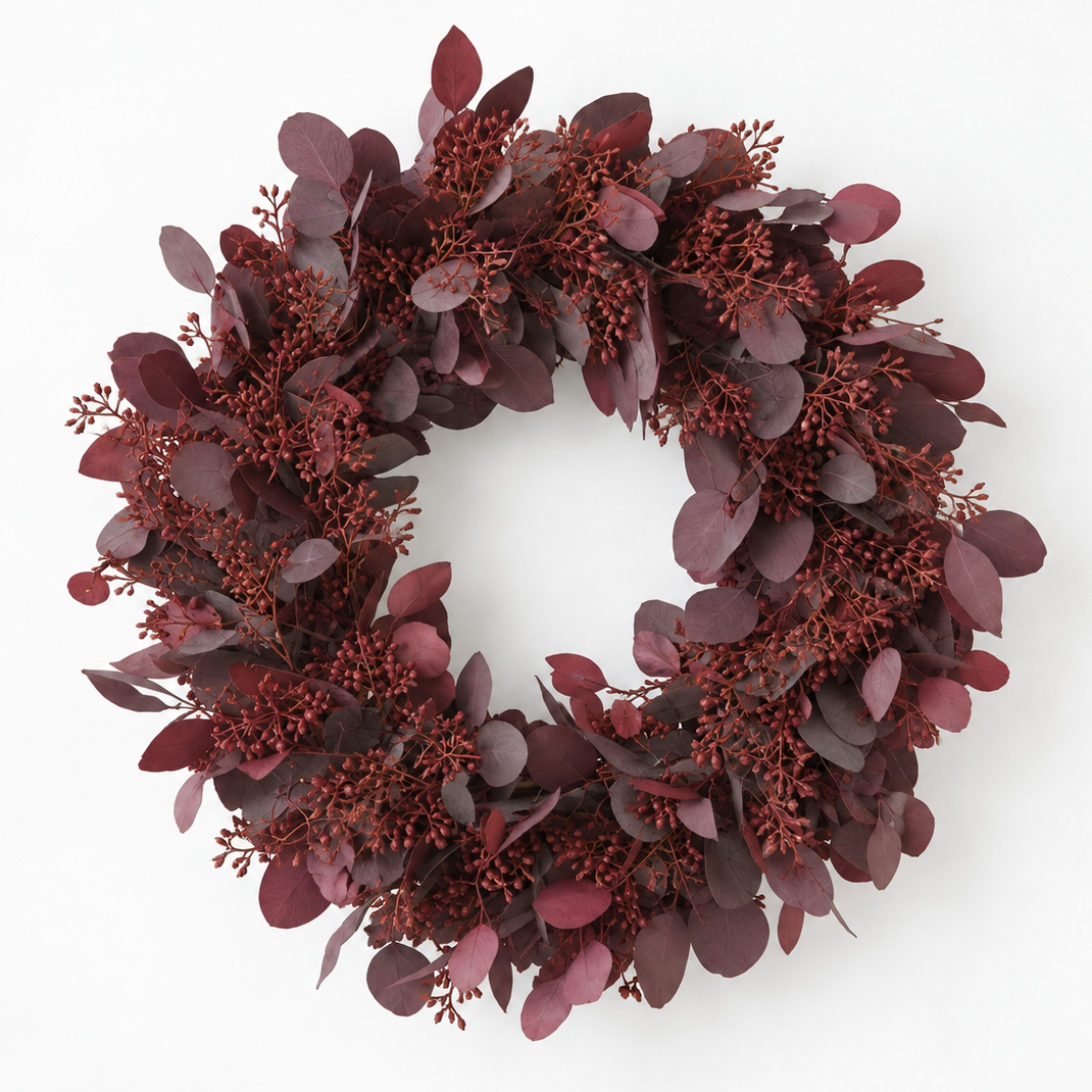 Fresh Eucalyptus & Berry Wreath - Red