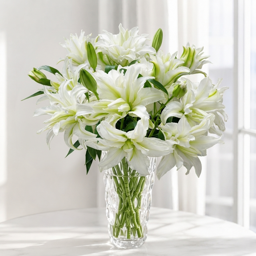UK Grown Pollen-Free White Rose Lily ‘Aisha’