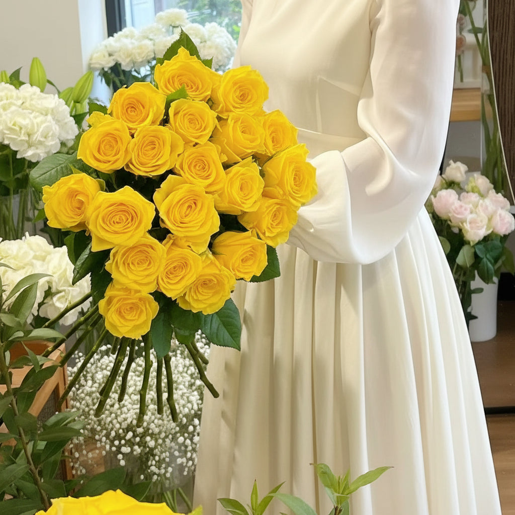 Yellow Rose Stems | Moonwalk Roses | Fresh UK Delivery