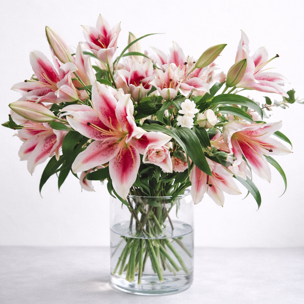 Pink Lily & Eucalyptus Bouquet