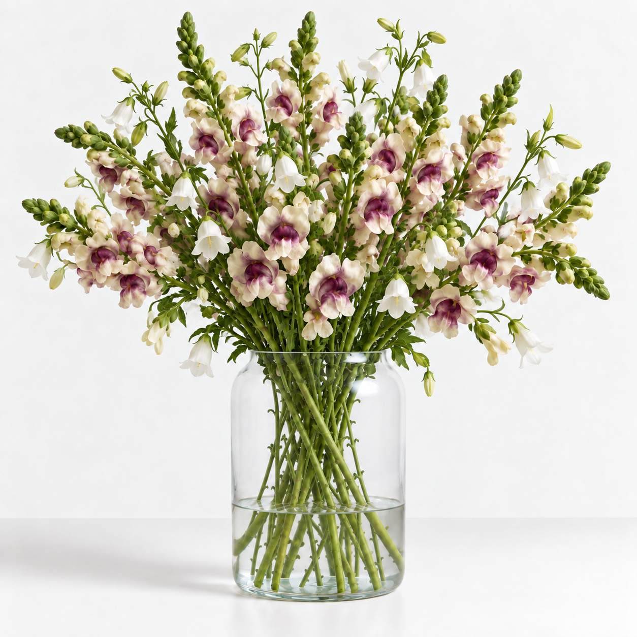 British Grown Antique Cream Snapdragon & White Campanula Flower Box