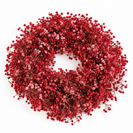 Dyed Red Gypsophila Wreath – 35cm