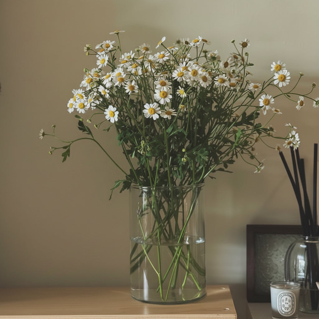British White Tanacetum 'Vegmo'