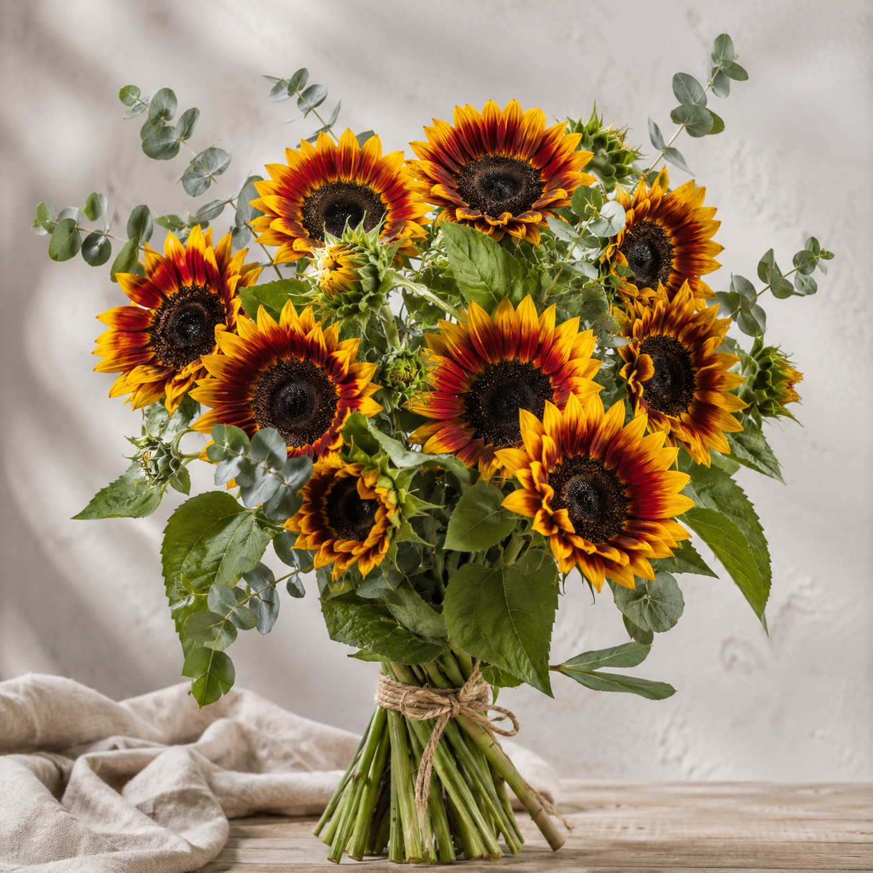 British Grown Ring of Fire Sunflowers | Bicolour Sunflower Stems