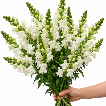British White Snapdragon Flowers